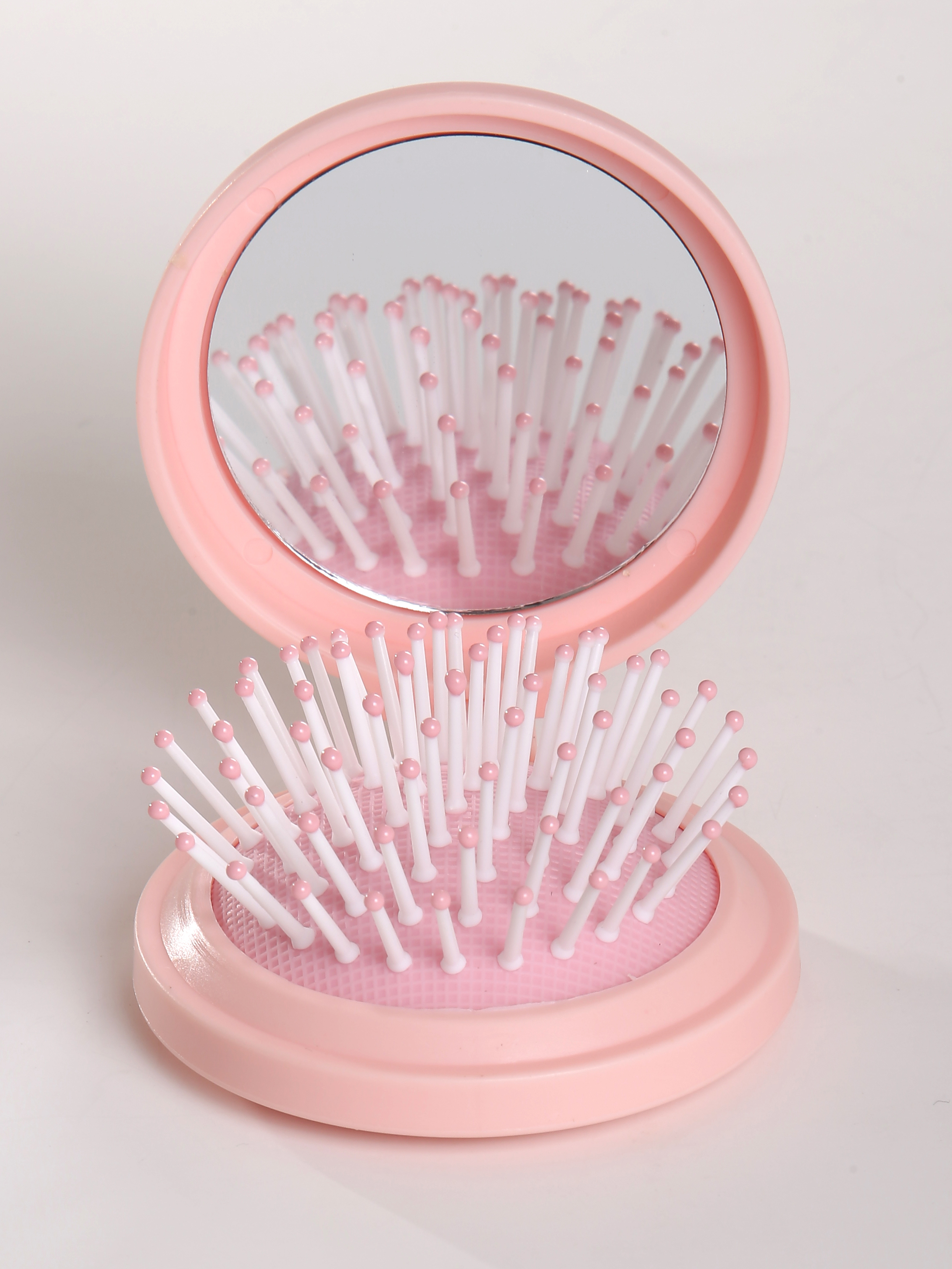 Y51 розовый Расческа складная с зеркалом Сердечко