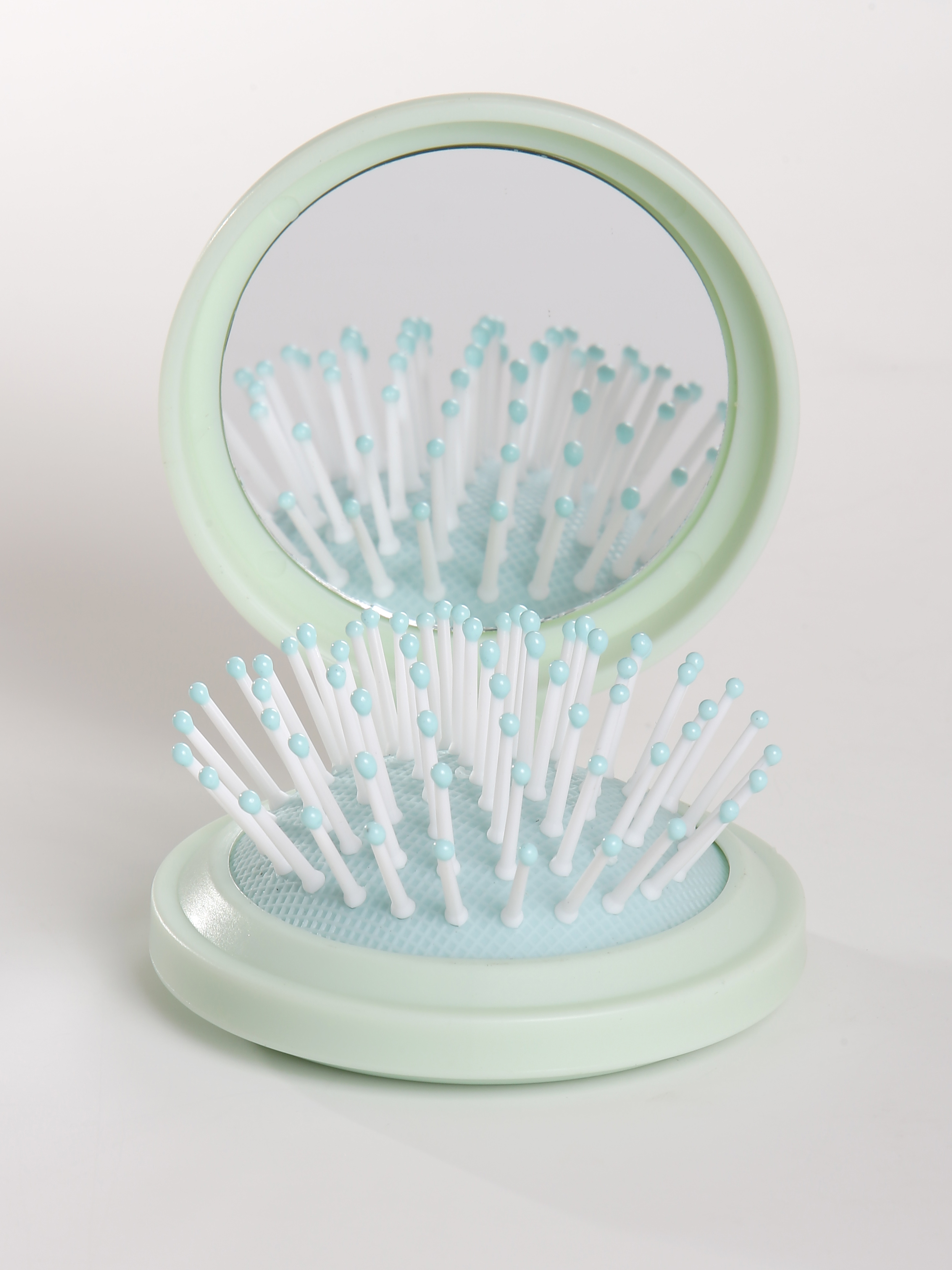 Y47 зеленый Расческа складная с зеркалом Цветочек