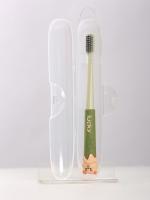 Y40 зеленый Зубная щетка в футляре Мишка