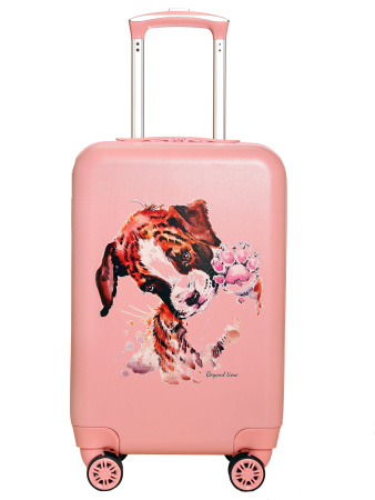 G214 розовый чемодан детский 20" Собачка с лапкой