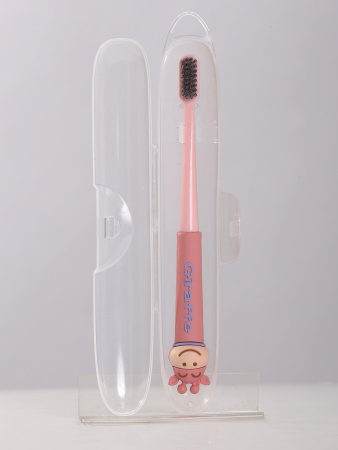 Y33 розовый Зубная щетка в футляре Жираф