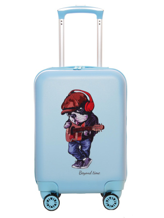 R139 голубой чемодан детский 18" Пес музыкант