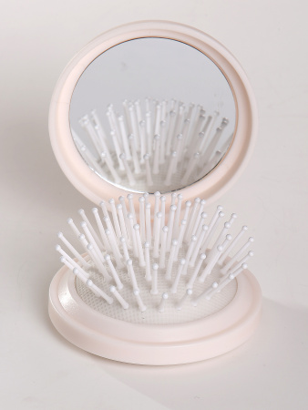 Y50 белый Расческа складная с зеркалом Цветочек