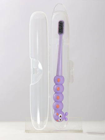 Y31 сиреневый Зубная щетка в футляре Гусеница