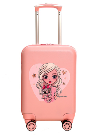 R116 розовый чемодан детский 18" Девочка с собачкой