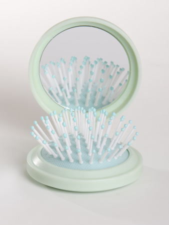 Y47 зеленый Расческа складная с зеркалом Цветочек