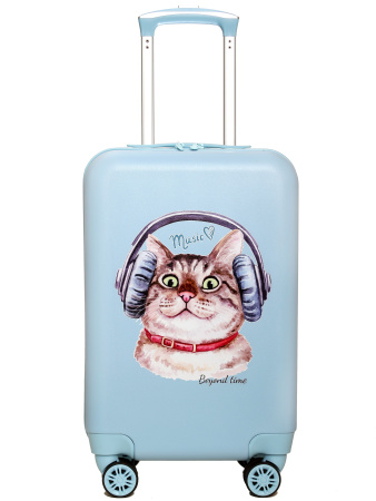 G222 голубой чемодан детский 20" Кот Music