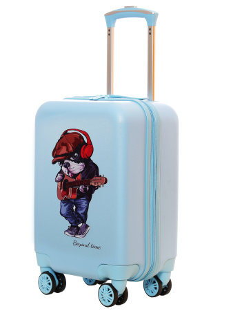 R139 голубой чемодан детский 18" Пес музыкант