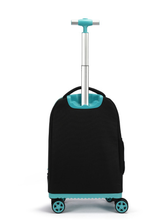 D06 черный чемодан детский 20" Череп-диджей