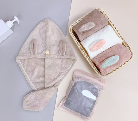 Y52 белый Полотенце для волос Зайка