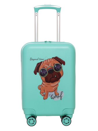 R137 зеленый чемодан детский 18" Дог в очках
