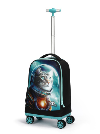 D05 черный чемодан детский 20" Кот космонавт