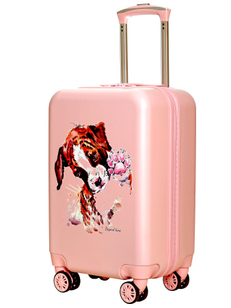G214 розовый чемодан детский 20" Собачка с лапкой