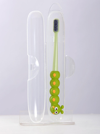 Y30 зеленый Зубная щетка в футляре Гусеница