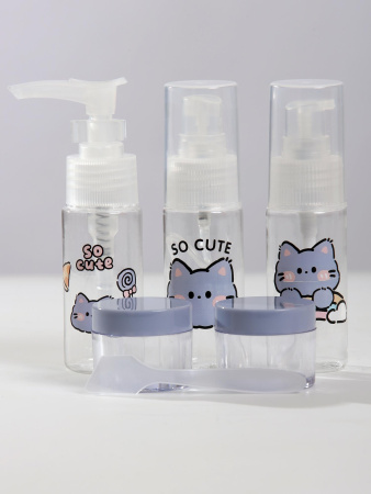 Y14 сиреневый Дорожный набор флаконов для путешествий детский Котик