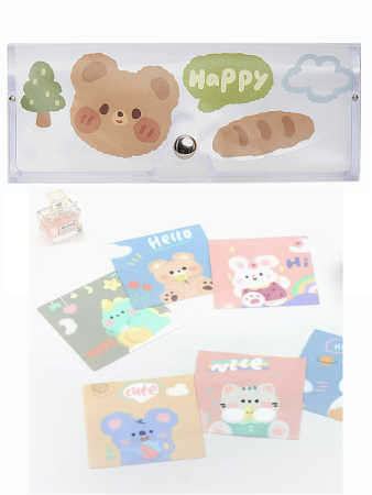 Y04 бежевый Набор для очков детский Мишка