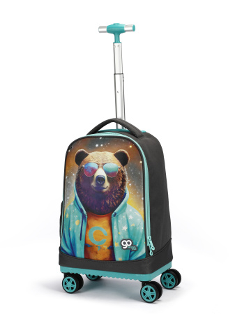D01 серый чемодан детский 20" Медведь студент
