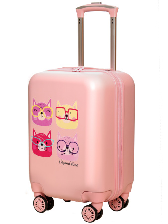 R119 розовый чемодан детский Котики